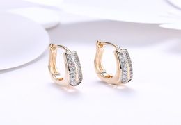 2018 Fashion 18K Gold Zircon Earrings Double Row Diamond Romantic Champagne Gold earrings Ear Clips Women039s Engagement Jewelr4445406