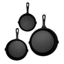 Cast Iron Round Frying Pan Cookware Skillet Egg Meat Pan Non-stick Frying Pan For Outdoor Home Kitchen