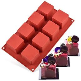 Moulds New 8 Cavity Cube Square Shape Silicone Mould Cake Decorating DIY Dessert Jelly Candy Moulds Kitchen Baking Tools