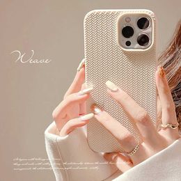 Cell Phone Cases Colourful autumn and winter solid woven pattern phone case suitable for iPhone 14 13 12 11 Pro Max X XR XSMAX 7 8 Plus fashionable new products J240426