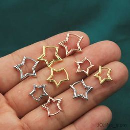 Stud Classic Smooth Copper Metal Star Hoop Earrings for Women Minimalist Geometry Huggie Ear Buckle Fashion Statement Jewelry Gift