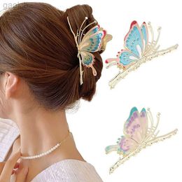 Hair Clips Barrettes Fashion Butterfly Hair Clip Geometric Hair Claw Grab Metal Hair Accessories For Women Trendy Headwear 240426