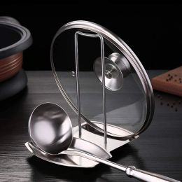 Organization Stainless Steel Pot Lid Rack Detachable Pan Cover Shelf Kitchen Multifunctional Spatula Holder Spoon Stand Kitchen Accessories