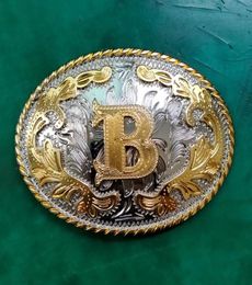 1 Pcs Silver Golden B Initial Letter Buckle Men Western Cowboy Cowgirl Belt Buckle Fit 4cm Wide Jeans Belts Head1502395