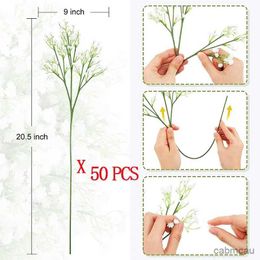 Dried Flowers 50 Pcs Artificial Flowers Babies Breath Flowers Fake Gypsophila Plants Flowers for Wedding Home Party Decor