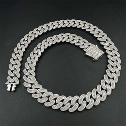 High Quality Hand Setting Miami Cuban Link Chain 16mm S925 Sterling Silver 6a Vvs Moissanite Iced Out Jewelry Necklace for Men