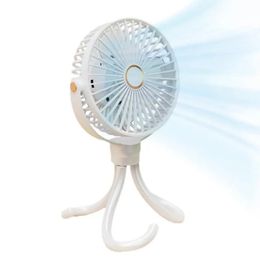 Stroller Fan Clip On For Baby 5 Speeds Flexible Tripod Clip On Fan With Night Light Personal Handheld Fan For Baby Stroller Crib 240417