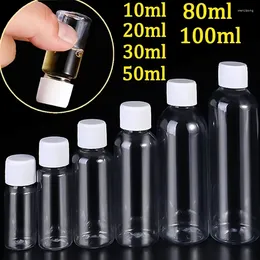 Storage Bottles 1/10Pcs Refillable 10ml 20ml 30ml 50ml 80ml 100ml Plastic PET Clear Empty Seal Sample Containers With Screw Cap