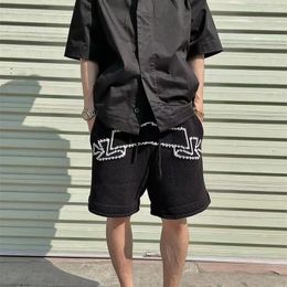 Men Women 1:1 High Quality Straight Drawstring Shorts Black