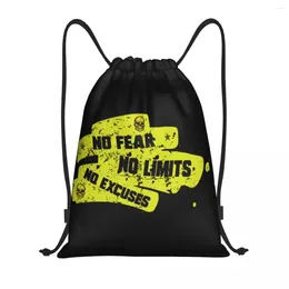 Shopping Bags Custom No Fear Limits Excuses Drawstring Backpack Men Women Lightweight Gym Sports Sackpack Sacks For Travelling