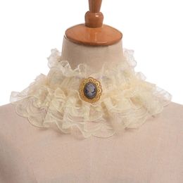 Detachable Collar Vintage Elizabethan Victorian Neck Ruffled Ruff Cosplay Accessory 240412