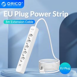 Plugs Orico Power Strip 3m Extension Cable Electrica Socket with 2 Usb Ports for Home Multiple Sockets Surge Protector Network Philtre