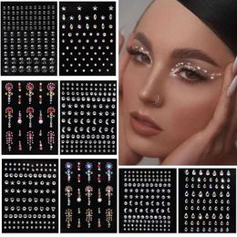 Tattoo Transfer 1 Pc Disposable Tattoo Stickers Face Jewellery Colour Crystal Diamond DIY Eyes Face Body Waterproof Makeup Decorations Rhinestones 240426