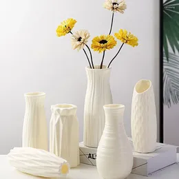 Vases Modern Flower Vase White Plastic Pot Basket Nordic Home Living Room Wedding Decoration Arrangement Ornament