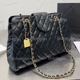 luxury designer women messenger bag quilted large gold chain tote bag crossbody cowhide leather black shoulder bags lady weave chains strap shopping handbag