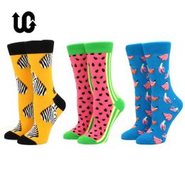 Socks 10 Pairs Lot Pack Men Women Couples Lover Socks New Arrival Rhombus Animal Geometry Cartoon Fruit Food Dot Cotton Happy Socks