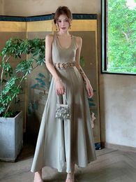 Casual Dresses Chic Women Maxi Dress Vintage Sexy Tank Hollow Cut Out Backless High Waist Robe Party Beach Long Gown Holiday Vestidos