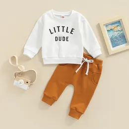 Clothing Sets Fall Winter Toddler Baby Boys Girls Clothes 2PCS Letter Print Long Sleeve Sweatshirt Pullover Top Solid Pants Casual Outfits