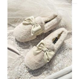 Casual Shoes Lefu Women's Winter Plush Cotton Warm And Versatile Flat Cover Mouth 2024 Shallow Women