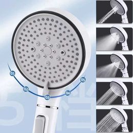 Bathroom Shower Heads New 5 Modes Shower Head Anti Limestone Filter Hygienic Remove Calcario Holder Handle Rainfall Spa Hose Set Bathroom Accessories