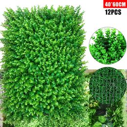 12Pcs 24x16 Artificial Boxwood Panels Topiary Hedge Plant Faux Fake Grass Floral Hedge Wall Greenery Mat 240415