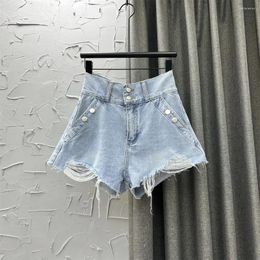 Women's Jeans Ripped High Waist Blue Denim Shorts Women 2024 Spring Summer Loose A- Line Wide-Leg Pants Woman Short Jean Mujer