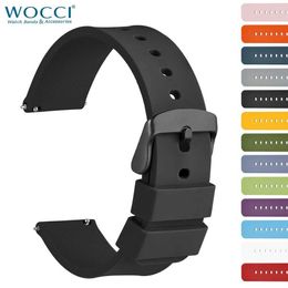 Watch Bands WOCCI silicone strap 14mm 16mm 18mm 19mm 20mm 21mm 22mm 24mm suitable for men and women to change bracelets black blue and red 240424