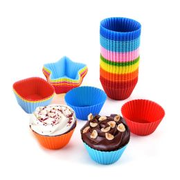 Moulds 12pcs/lot Silicone Cake Cup Round Shaped Muffin Cupcake Baking Moulds Home Kitchen Cooking Supplies Cake Decorating Tools