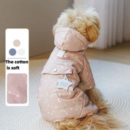 Parkas Fourlegged Dog Clothes Warm Can Traction Outside Pocket Winter Clothes Teddy By Bear Small Dog Cotton Clothing Pet Supplies
