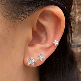 Dangle Chandelier Stainless Steel Star Heart Triangle Zircon Black Stud Earrings For Women Tragus Conch Rook Helix Piercing Earrings Jewelry