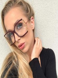 Red Square Clear Lens Glasses for Women Half Fashion vintage eyeglasses Frame Brand Design Decorative Eyewear grau feminino 2103231409776