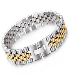 9mm 15mm Silver Gold Hiphop Stainless Steel Biker Watchband Bracelet Punk watchstrap type Chain Link Bracelet Bangle for Women Me47717976