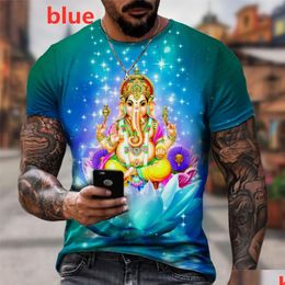 Other Home Decor Selling Trend Oversized Mens Short Sleeved Fashionable Indian God Shiva Relius Ethnic 3D Printed T-Shirt Harajuku D Dhgbv