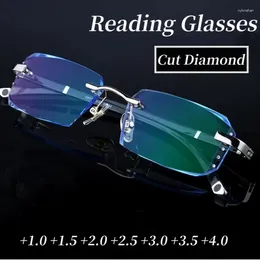 Sunglasses Luxury Blue Light Blocking Reading Glasses Women Men Cutting Frame Presbyopia Eyeglasses HD Lens Farsighted Prescription Eyewear