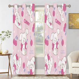 Curtain Japan Kawaii Cartoon Mikko Window Curtains For Living Room Bedrooms 2 Pieces Aesthetic Decoration