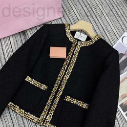 Women's Jackets Designer 24 Early Spring Series Heavy Industry Order Diamond Bead Edge Round Neck Thick Flower Tweed Back Letter Coat