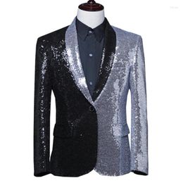 Men's Suits 2024 Shiny Gold Sequin Dress Men Long Sleeve Button Down Disco Party Shirts Male Nightclub Prom Chemise Casual Breathable