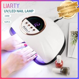 Kits 150w Uv Led Nail Lamp 51pcs Beads Powerful Nails Dryer Professional Fast Drying Manicure Pedicure Salontool Hands Feet Dualuse