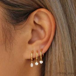 Stud Fashion Golden Exquisite Love Heart Round Pendant Zircon Dangle Earrings Luxury Hoop Earring for Women Girl Trendy Ear Accessory