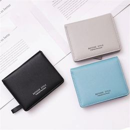 Wallets Thin Style Women Zipper Coin Bag In Back Blue Soft Leather Ladies Card Holder Slim Purse Female Wallet Mini Short 2024