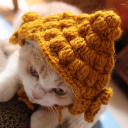 Dog Apparel Cat Headgear Soft Funny Handmade Buddha Hat For Cats Cute Pet Cosplay With Imitation Yarn Dress Up Unique Feline