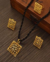 Women Trendy Ethiopian Fine Gold Bridal Jewellery Sets Necklace Earrings Ring Gifts Wedding Jewellery Set6124253
