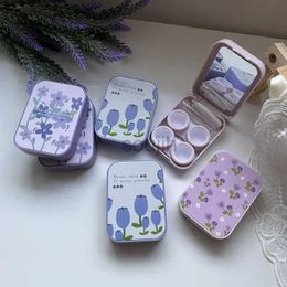 Contact Lens Accessories Korean Beauty Case Purple Box Travel Container Set d240426