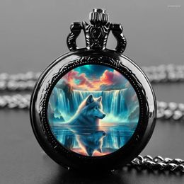 Pocket Watches Vintage Cool Wolf Glass Quartz Gifts For Women Men Watch Unique Pendant Clock Necklace Jewelry Birthday