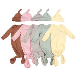 Bags New Knotted Baby Gown Cotton Newborn Baby Swaddle Blanket Baby Sleeping Bag Kids Baby Girl Boy Sleeping Gowns