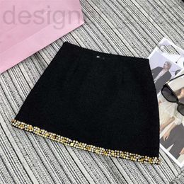 Skirts Designer 24 Early Spring Collection Diamond Bead Edge Coarse Tweed Small A Half Skirt Letter Mark embellishment Skirt