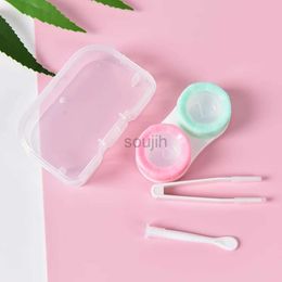 Contact Lens Accessories 1set Plastic Contact Lens Box Holder Cute Small Mini Tweezer Stick Eyewear Bag Container Contact Lenses Soak Storage Random d240426