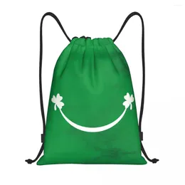 Shopping Bags Cute Shamrock Smile Drawstring Backpack Sports Gym Bag For Men Women Sackpack