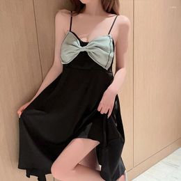 Women's Sleepwear Silk Satin Sexy Lingerie Spaghetti Strap Nightgowns For Women 2024 Summer Cute Bow Night Dress Nightdress Home Nighty