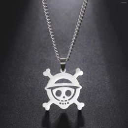 Pendant Necklaces One Piece Necklace For Women Silver Colour Stainless Steel Skeleton Cross Chain Collars Punk Jewellery Accessories